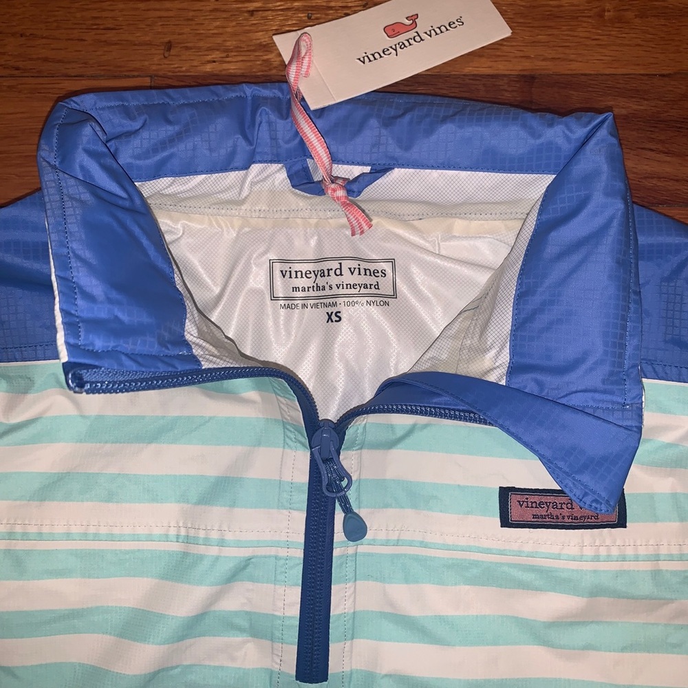 Vineyard Vines Stripe Shep Shirt Windbreaker XS Extra Small Crystal Blue - Picture 3 of 5